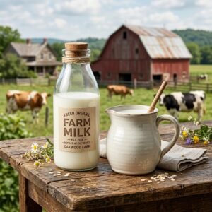 Fresh Organic Cow Milk Bottle
